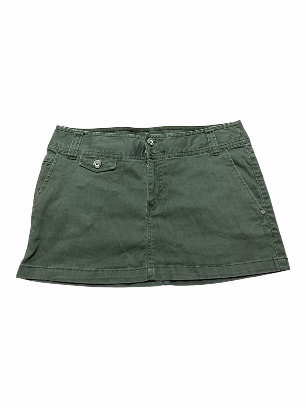H&M Micro Mini Skirt Olive Army Green Cotton Size 6 Summer Y2K Club Festival